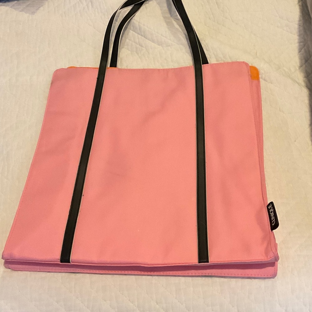 Pink Tote Bag with Black Straps